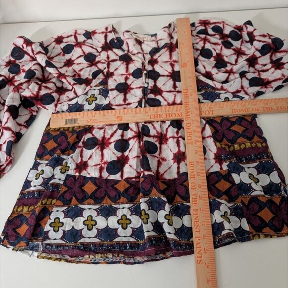 Solitaire Boho Peasant Top Womens Size Medium Tie Dye Floral Lightweight Shirt - Picture 8 of 10